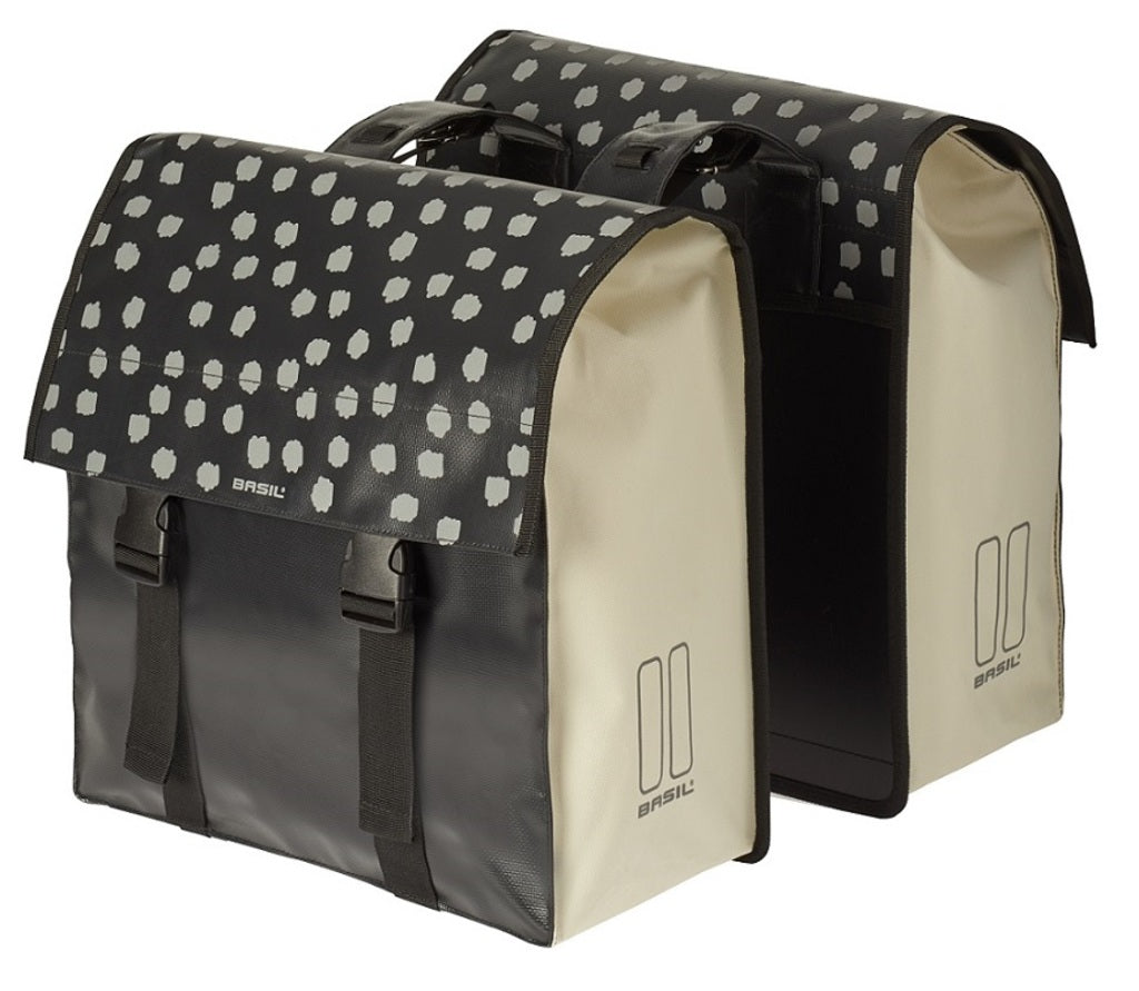Dubbele Fietstas - Basil Urban Load - Black Reflective/White - 48-53 Liter Dubbele Fietstas - Basil Urban Load - Black Reflective/White - 48-53 Liter